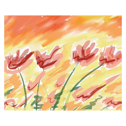 Boxed Folded Note Card Set, Abstract Poppies