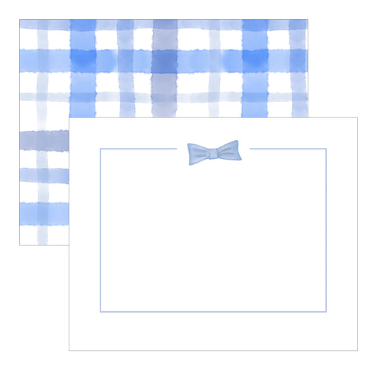 Boxed Flat Note Card Set, Blue Bow Tie