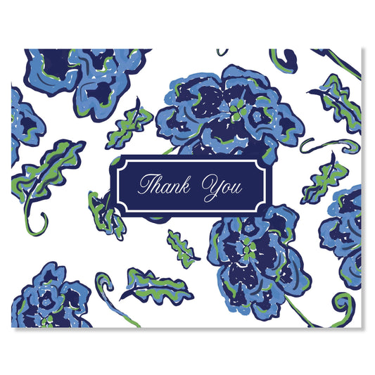 Boxed Folded Note Card Set, Blue Green Garden