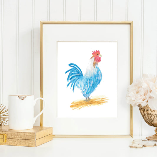 Art Print, Blue Chicken