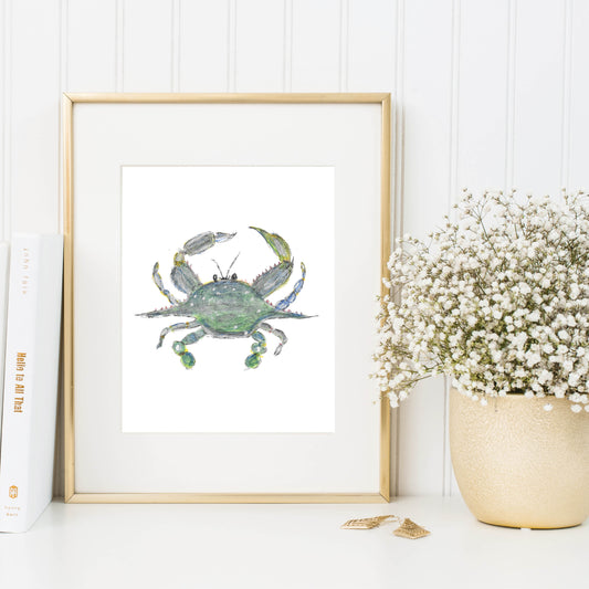 Art Print, Handpainted Crab
