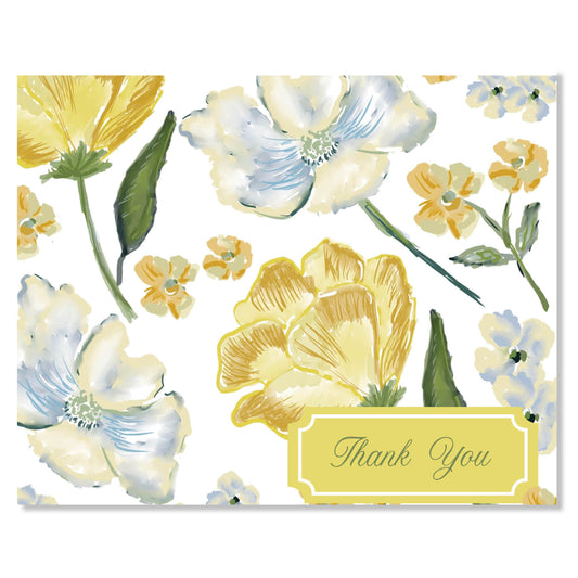 Boxed Folded Note Card Set, Golden Blooms