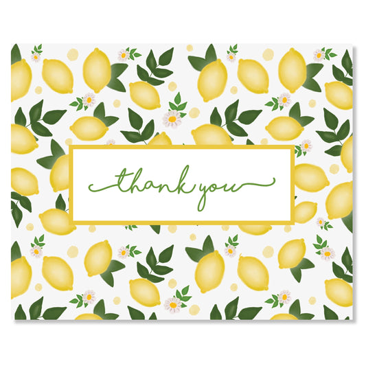 Boxed Folded Note Card Set, Lovely Lemons