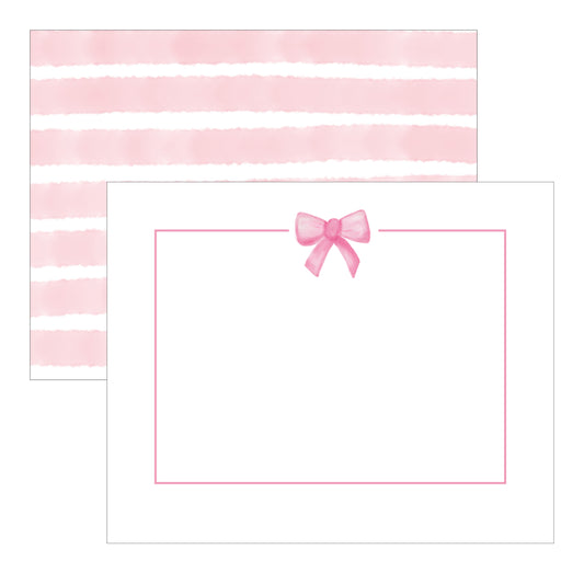 Boxed Flat Note Card Set, Pink Bow