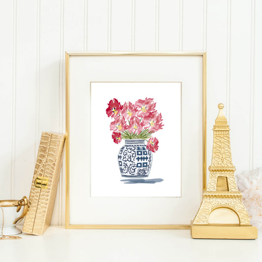 Art Print, Poppies in Vase